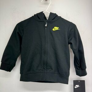 Nike size 9 Months Baby Black Neon Green Full Zip Hoodie Jacket